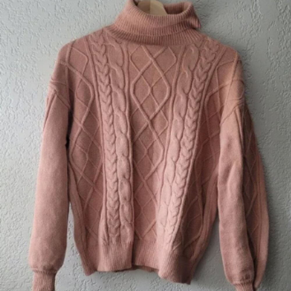 Women's Pink Cable Knit Sweater